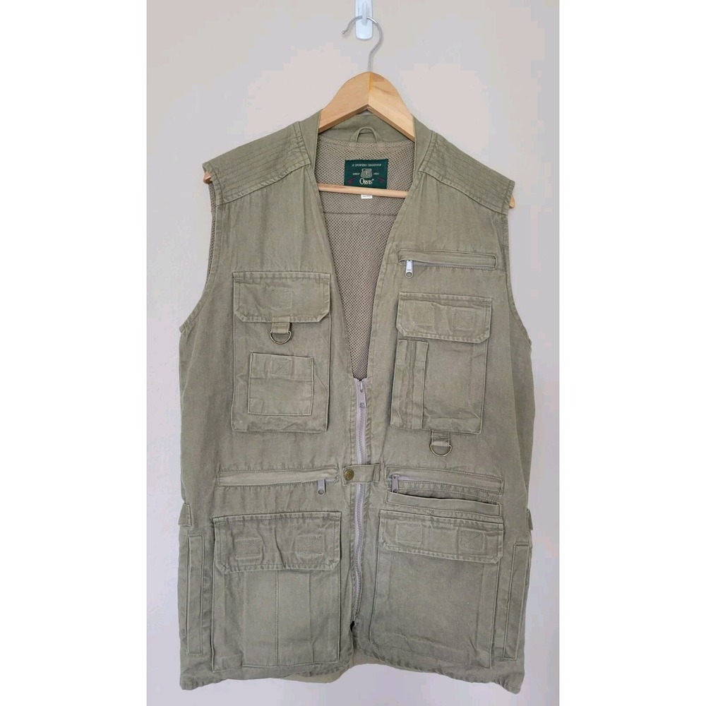 Vtg Orvis Mens Green Vest S Safari Hunting Fly Fishing Pockets Zip Vented 90s - Picture 2 of 13